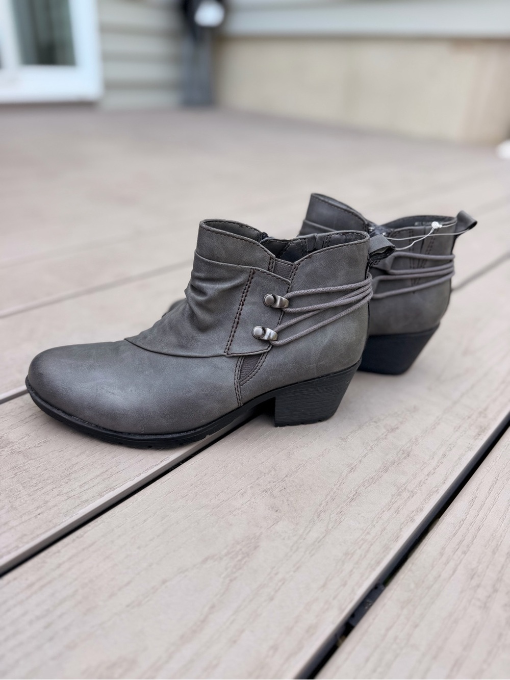 Earth Origins Women's Grey Ankle Booties with Wrap Detail